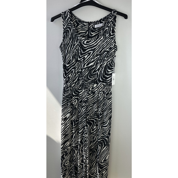 NWT Calvin Klein Zebra Animal Print Jumpsuit Drawstring Sleeveless Size 6 - Picture 7 of 14